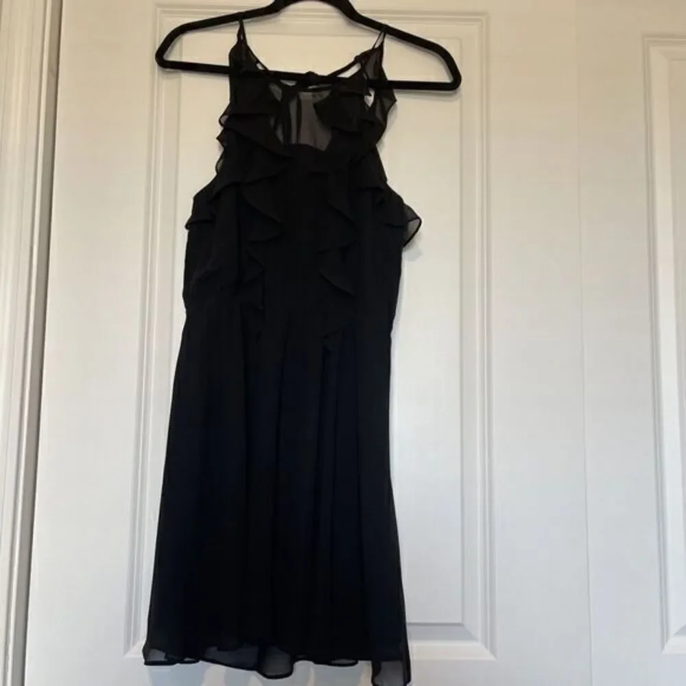 BCBG Generation‎ Women's Ruffled Detail Black Fit and Flare Dress Sz Small